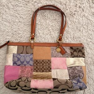 Coach Patchwork Shoulder Bag - Pink, Brown, Cream